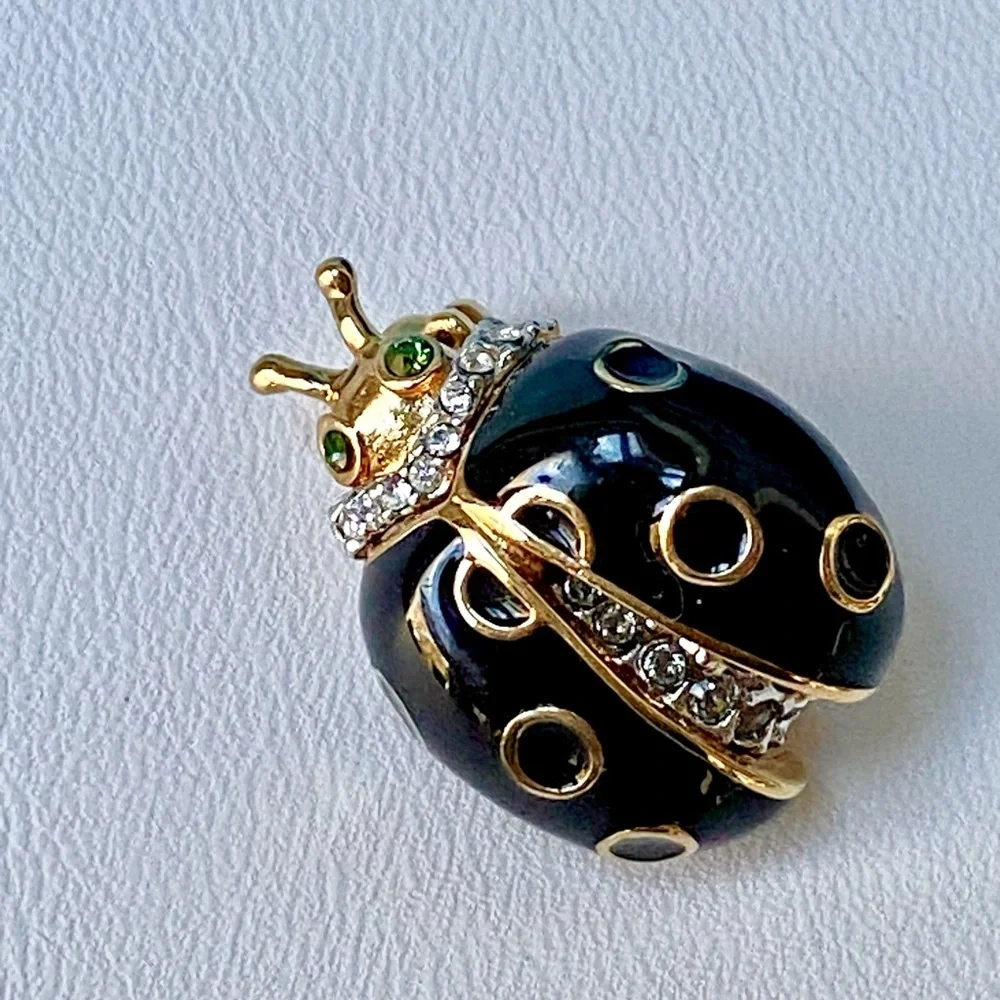 Vintage St. John Gold and Black Enamel Ladybug Brooch RARE - Picture 4 of 8